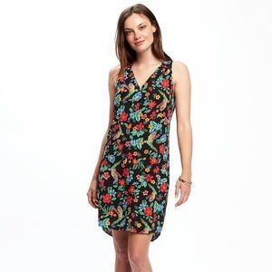 Sleeveless Floral Cutout-Back Shift Dress - XS